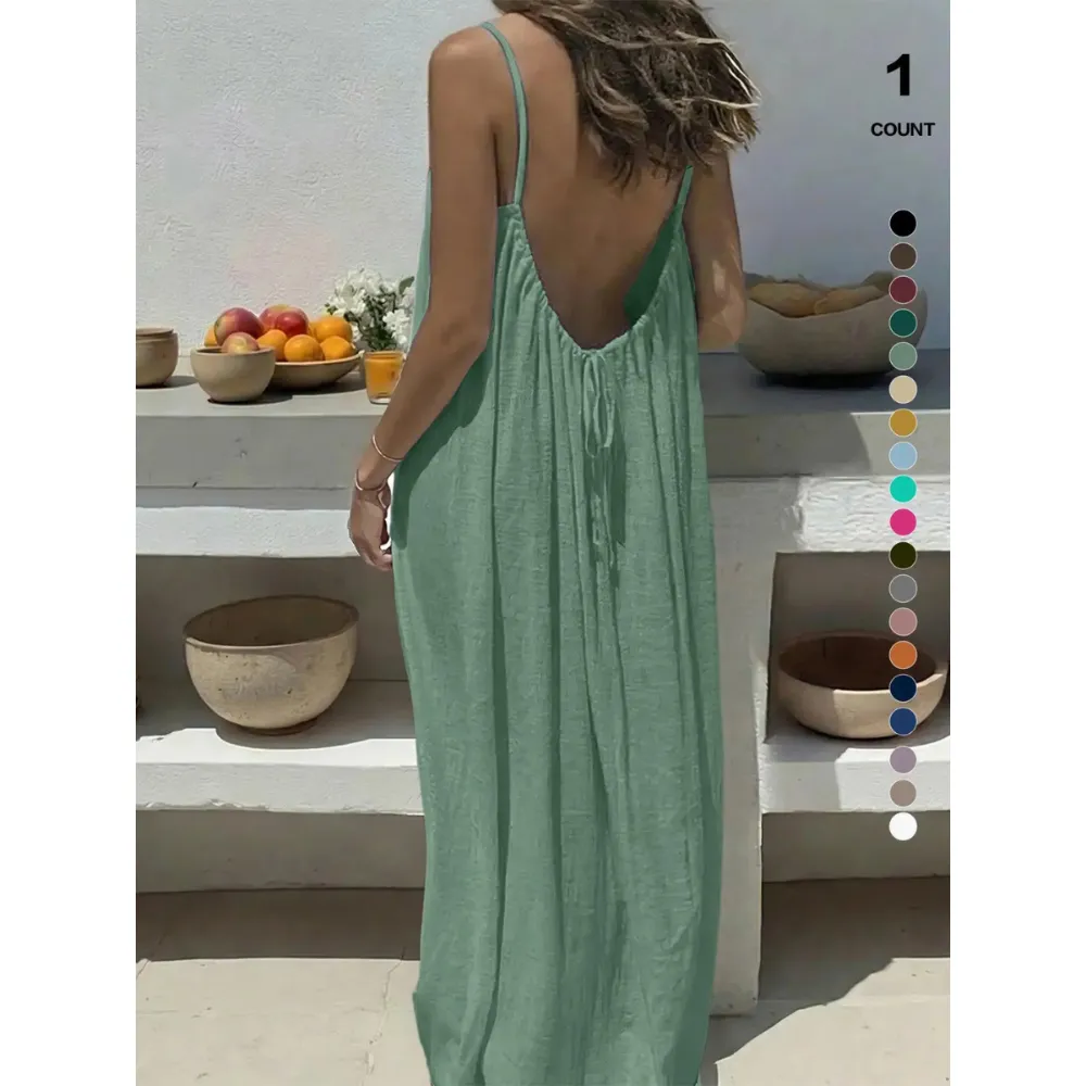 Lady's summer halter-neck backless dress