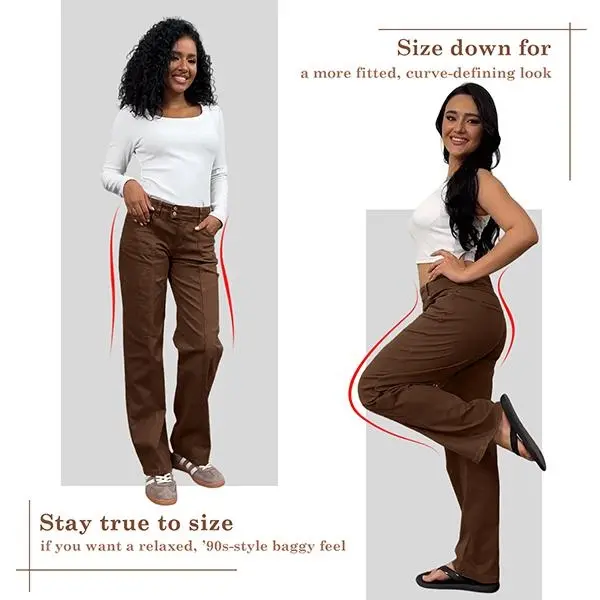 💝Last day promotion -Solid Seam Front Mid Rise Straight Leg Pants