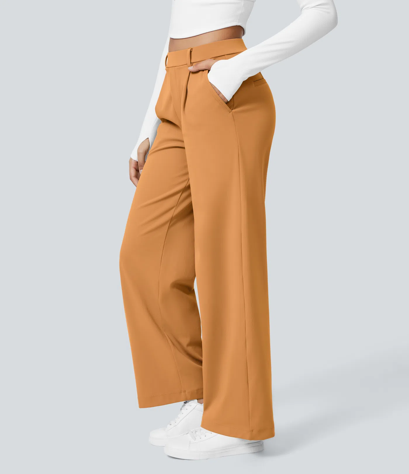 ⏰Big Spring Sale!High Waisted Side Pocket Straight Leg Work Pants