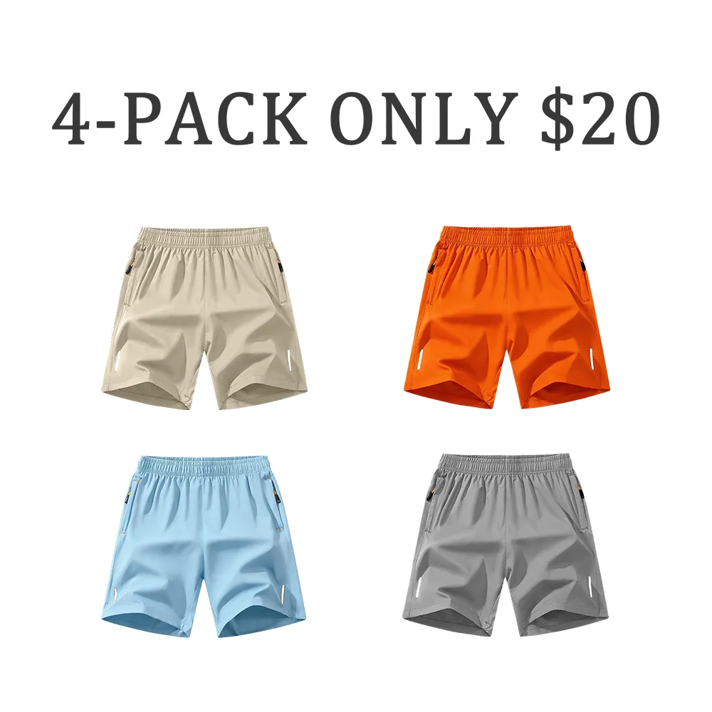 Men's Solid Color Zipper Pocket Shorts
