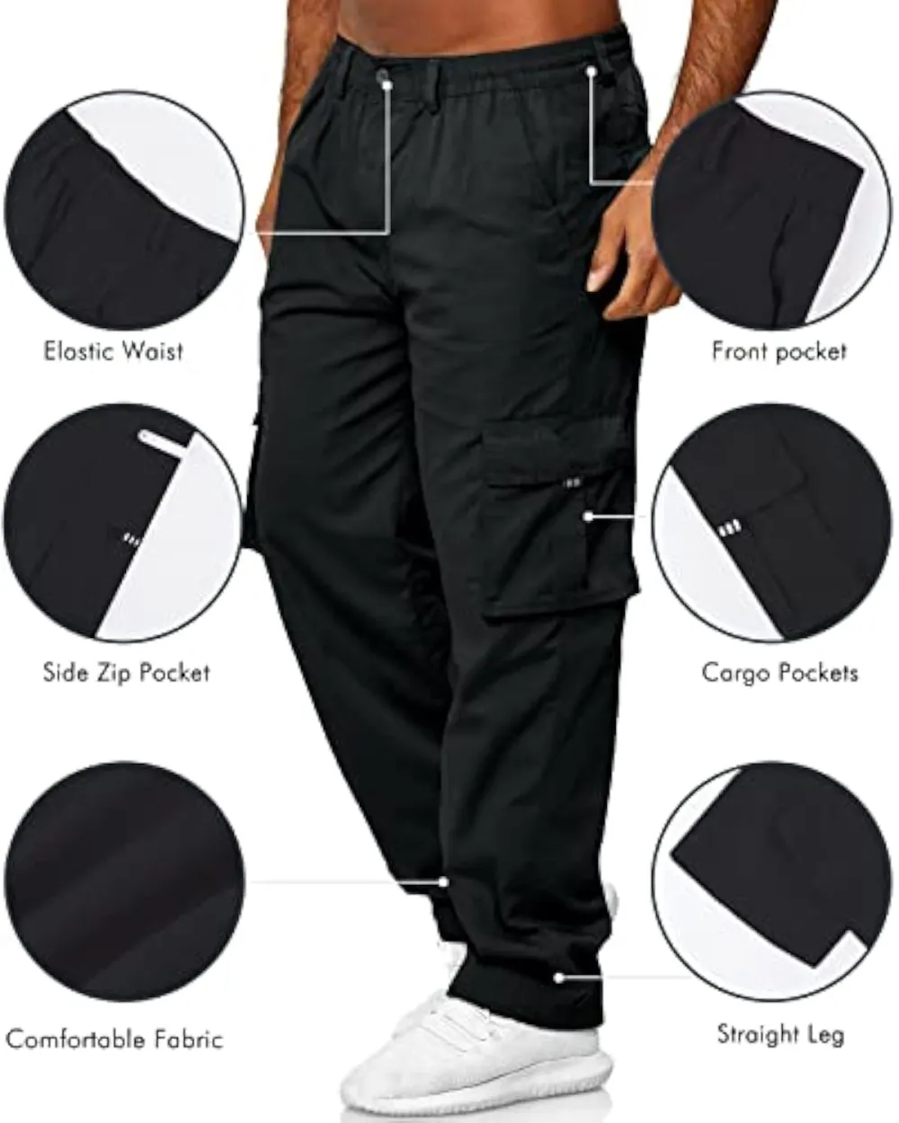 Men's Loose Solid Pocket Cargo Pants