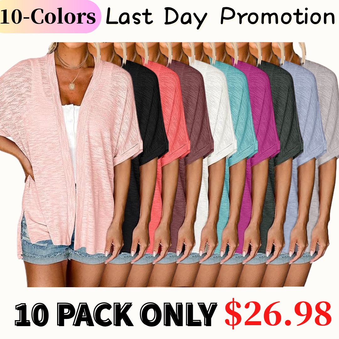 💝This Week’s Deal⚡-Women's 2026 Summer Lightweight Kimono Cardigan Short Sleeve Open Front Casual Loose Trendy Beach Cover Ups