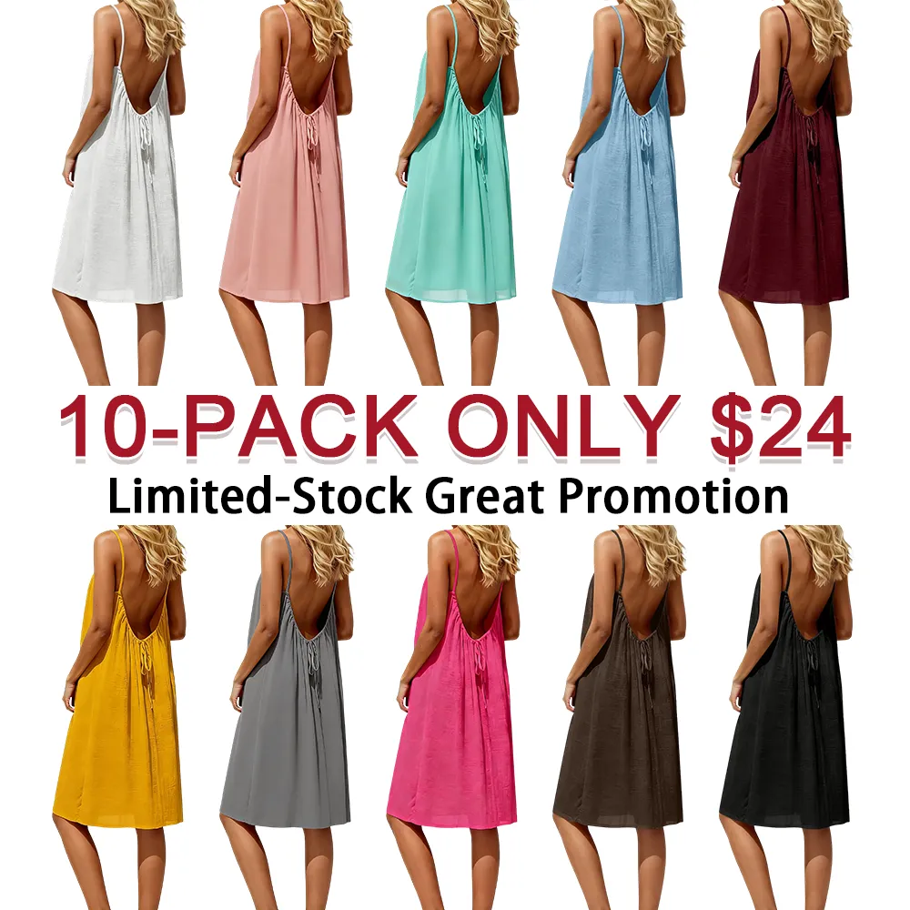 Women's Solid Backless Cami Dress