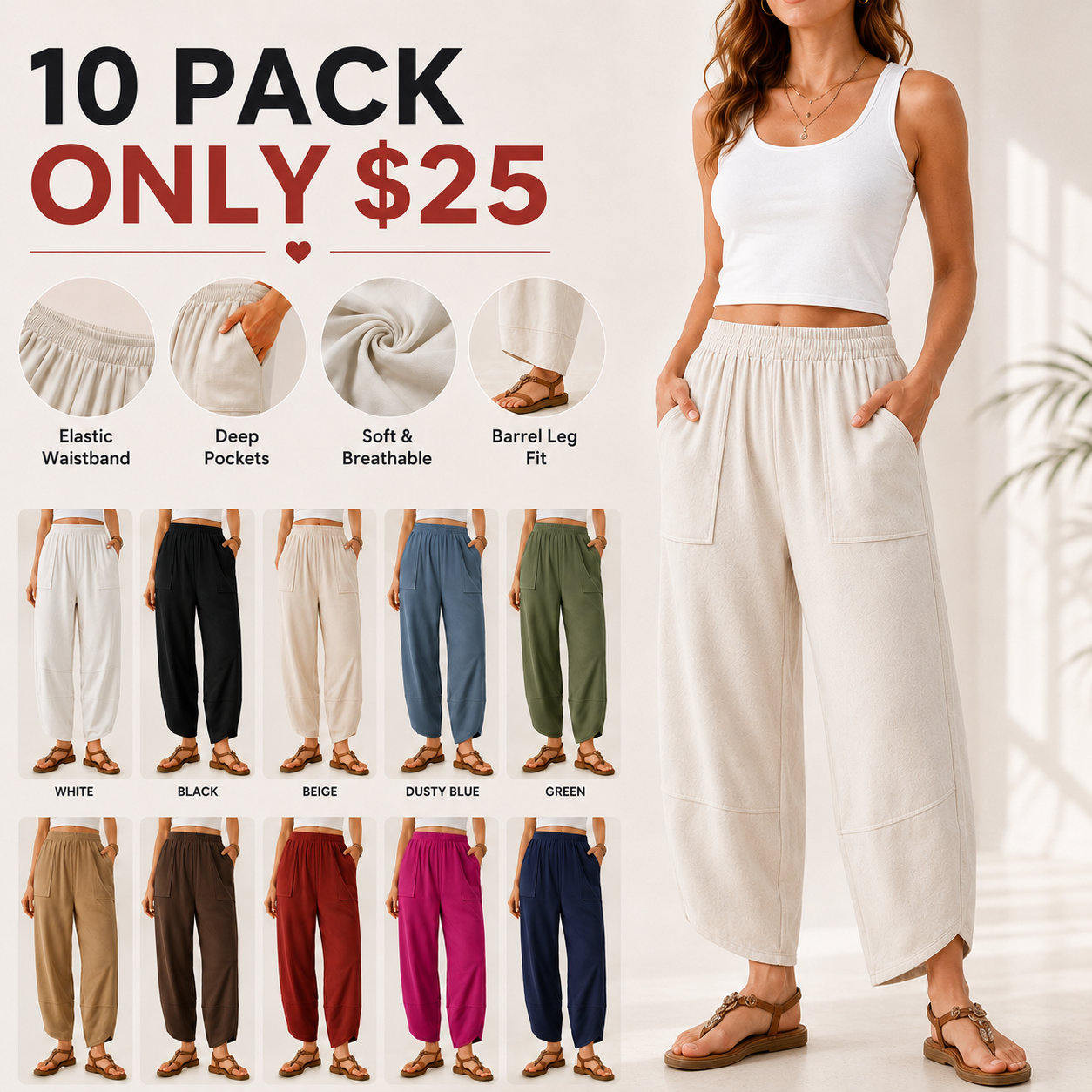 Women’s Baggy Wide Leg Pants Casual Lounge Palazzo Trousers Summer Style