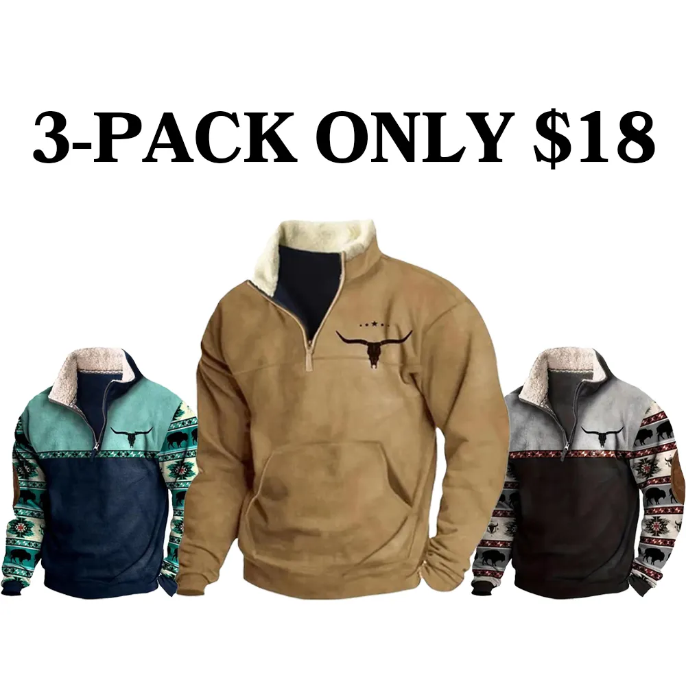 Retro western style, the sherpa lined sweatshirt is full of warmth!