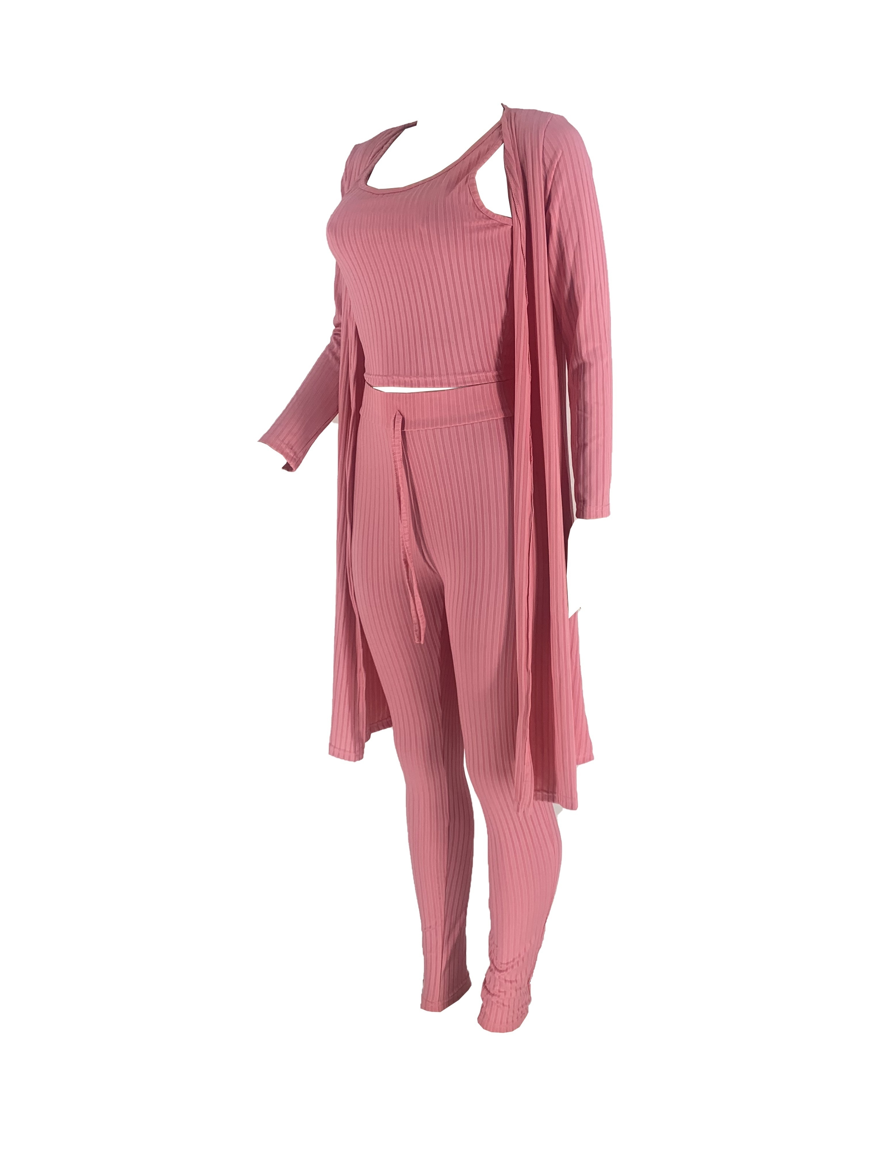 Women 3 Piece Wide Leg Pants Set Casual Long Sleeve Jacket Cardigan With Solid Tank Pants Set Dinner Suit Women