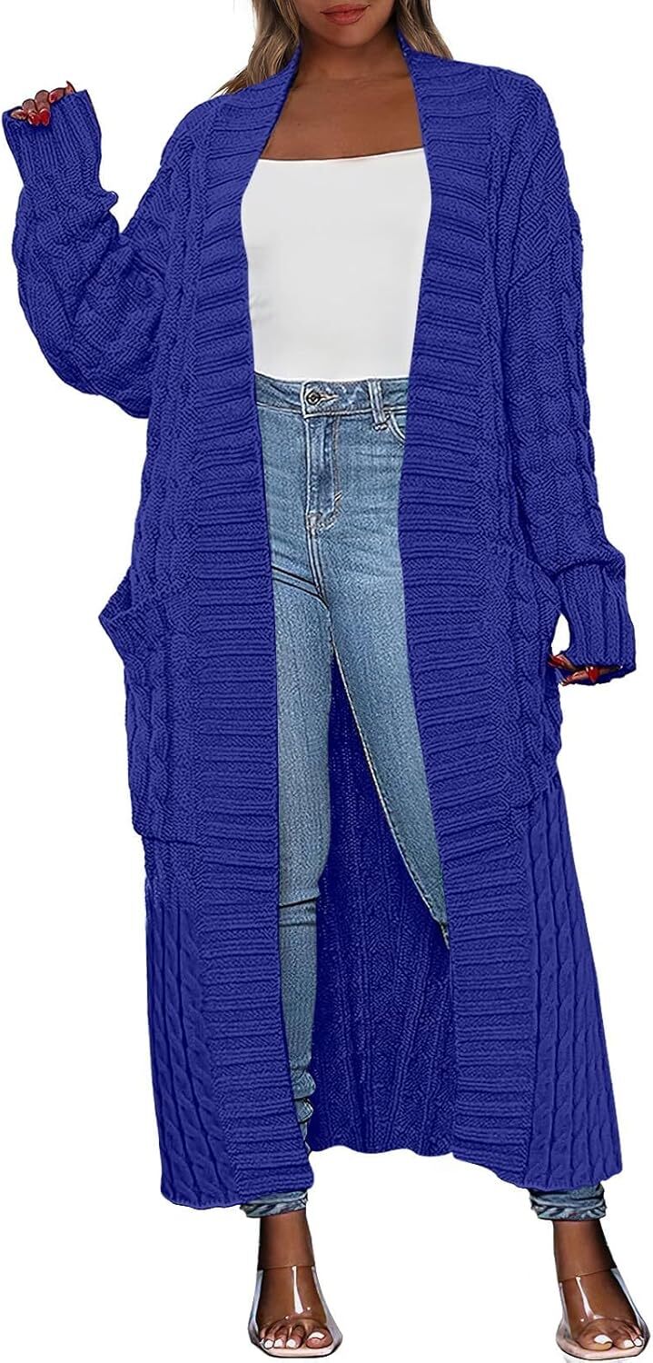 Women's Long Cardigan 2024 Oversized Coat Long Sleeve Open Cardigan Knitted Extra Long Coat Autumn Fashion Jacket Clothes
