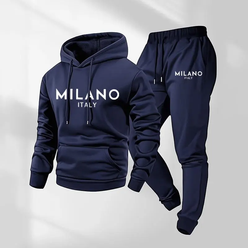 Men's Milano Printed Hoodie and Drawstring Sweatpants Set