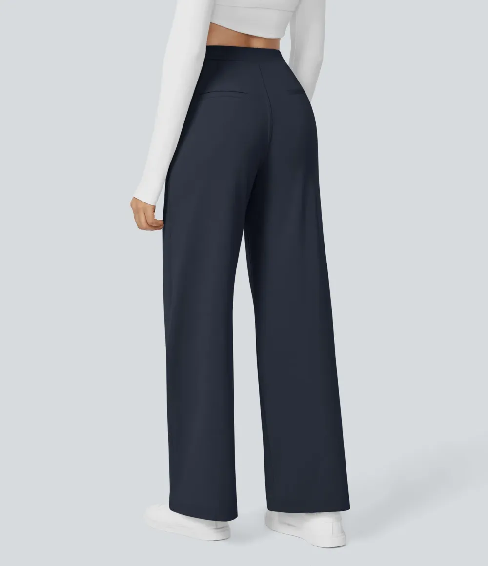 ⚡Summer Sale!High Waisted Side Pocket Straight Leg Work Pants