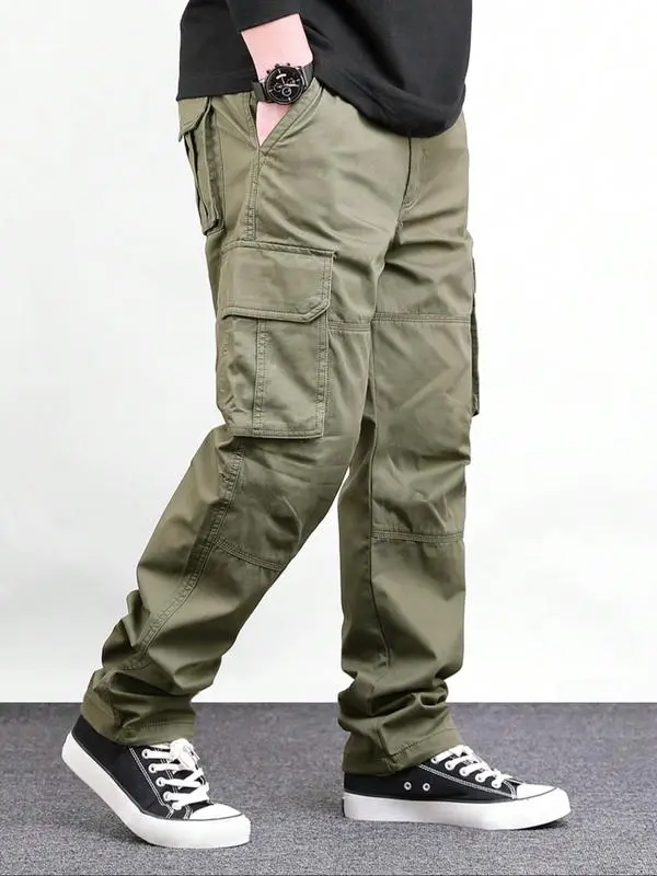 Men's Loose Solid Pocket Cargo Pants