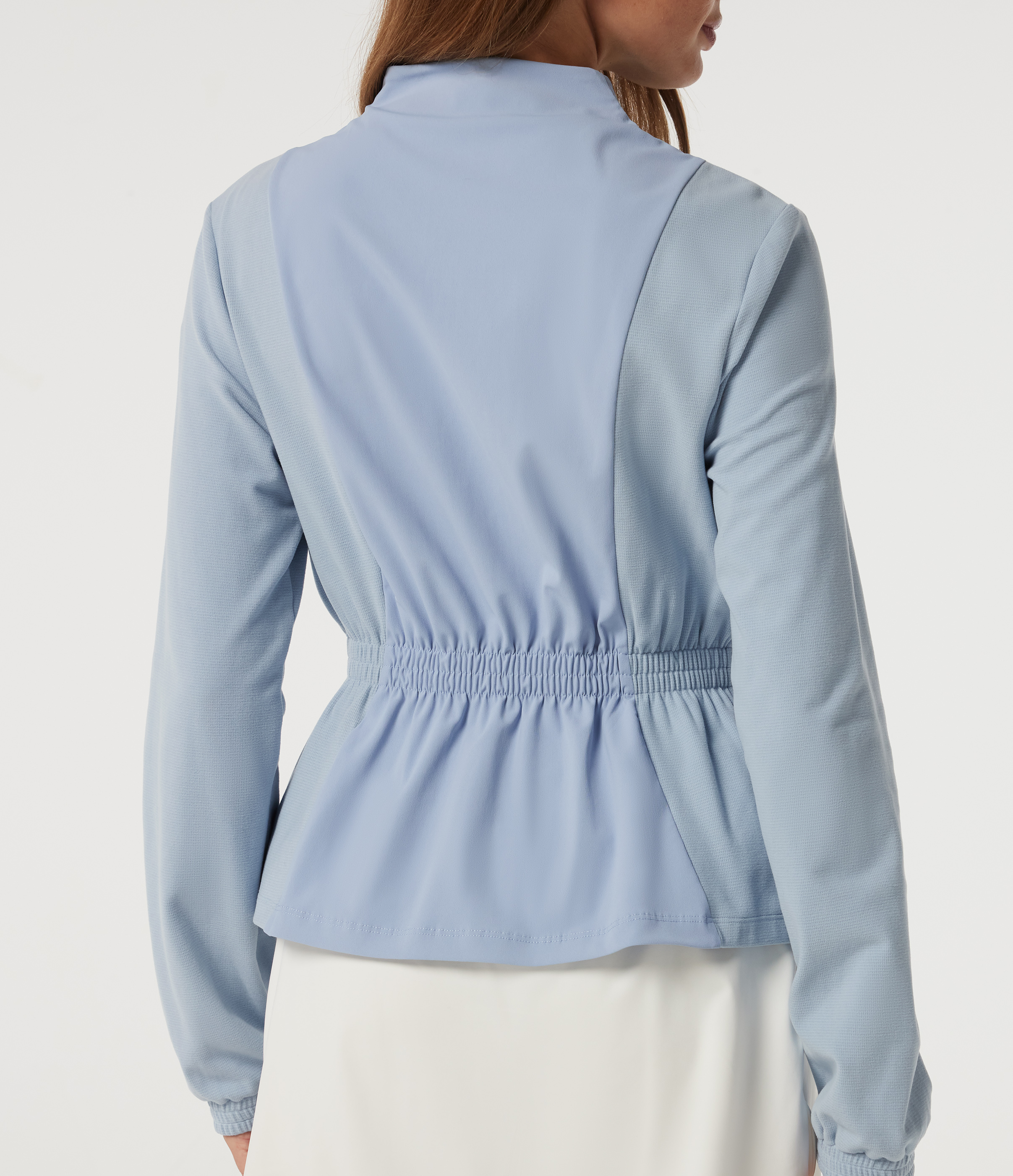 Long Sleeve Ruched Casual Jacket with Pockets