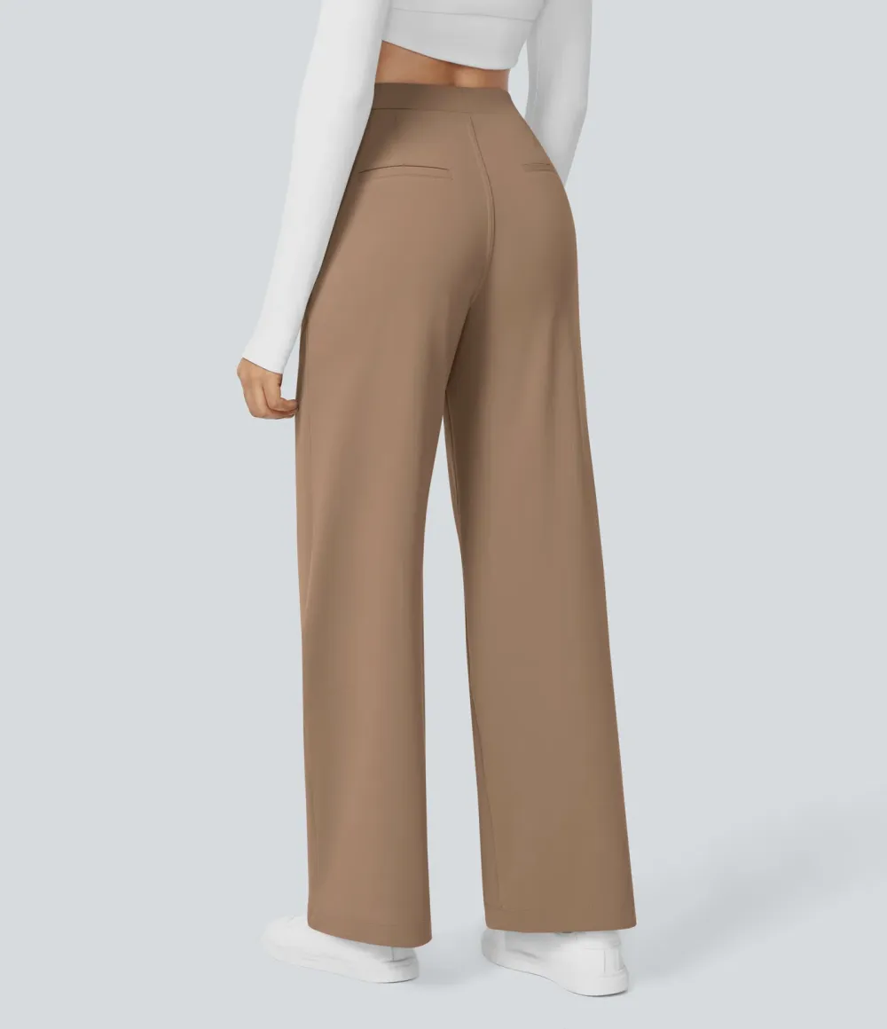⚡Summer Sale!High Waisted Side Pocket Straight Leg Work Pants