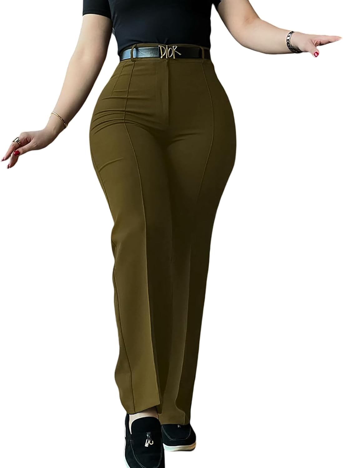 Work Pants for Women High Waist Straight Leg Work Pants Business Casual Trousers