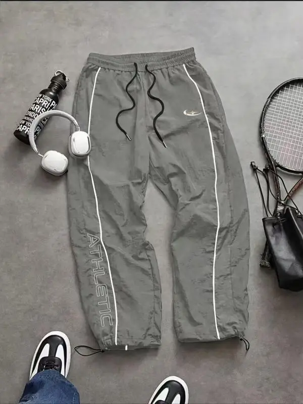Men's Casual Sporty Long Pants, Loose Fit Elastic Cuff, Fashionable Print, Lightweight Fabric, Perfect for Daily Wear