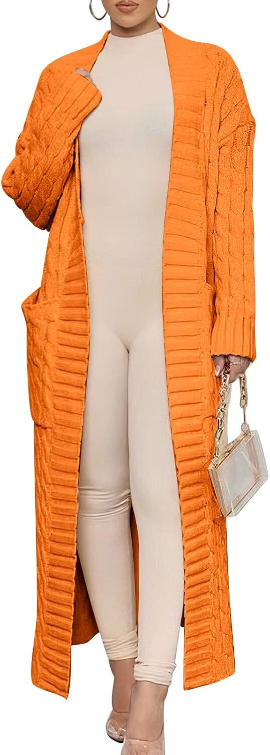Women's Long Cardigan 2024 Oversized Coat Long Sleeve Open Cardigan Knitted Extra Long Coat Autumn Fashion Jacket Clothes