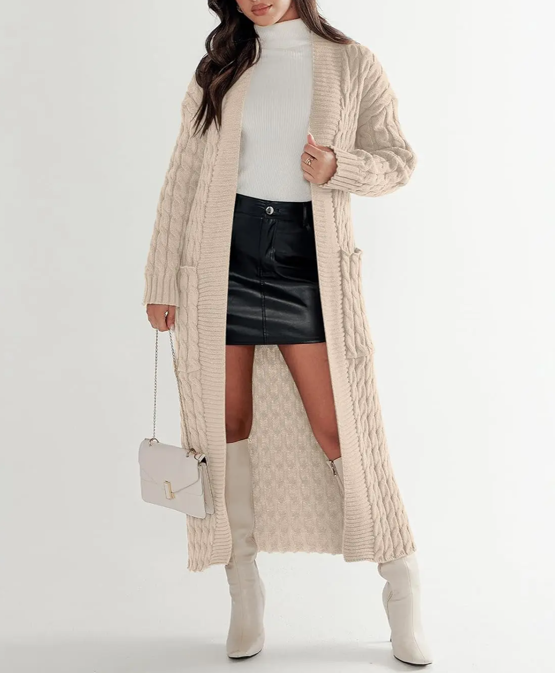 Women's Long Cardigan 2024 Oversized Coat Long Sleeve Open Cardigan Knitted Extra Long Coat Autumn Fashion Jacket Clothes