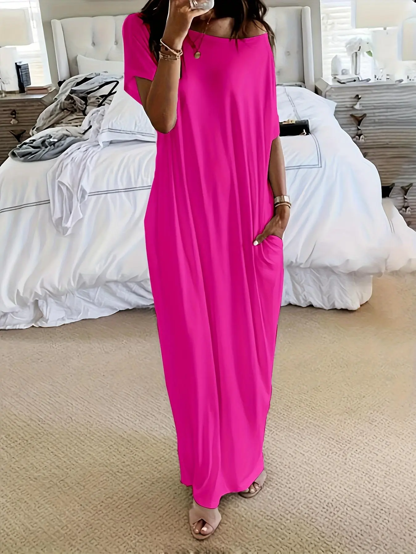 ⚡FINAL SALE⚡-Women's solid color casual dress