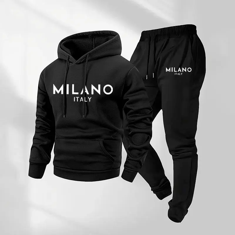 Men's Milano Printed Hoodie and Drawstring Sweatpants Set
