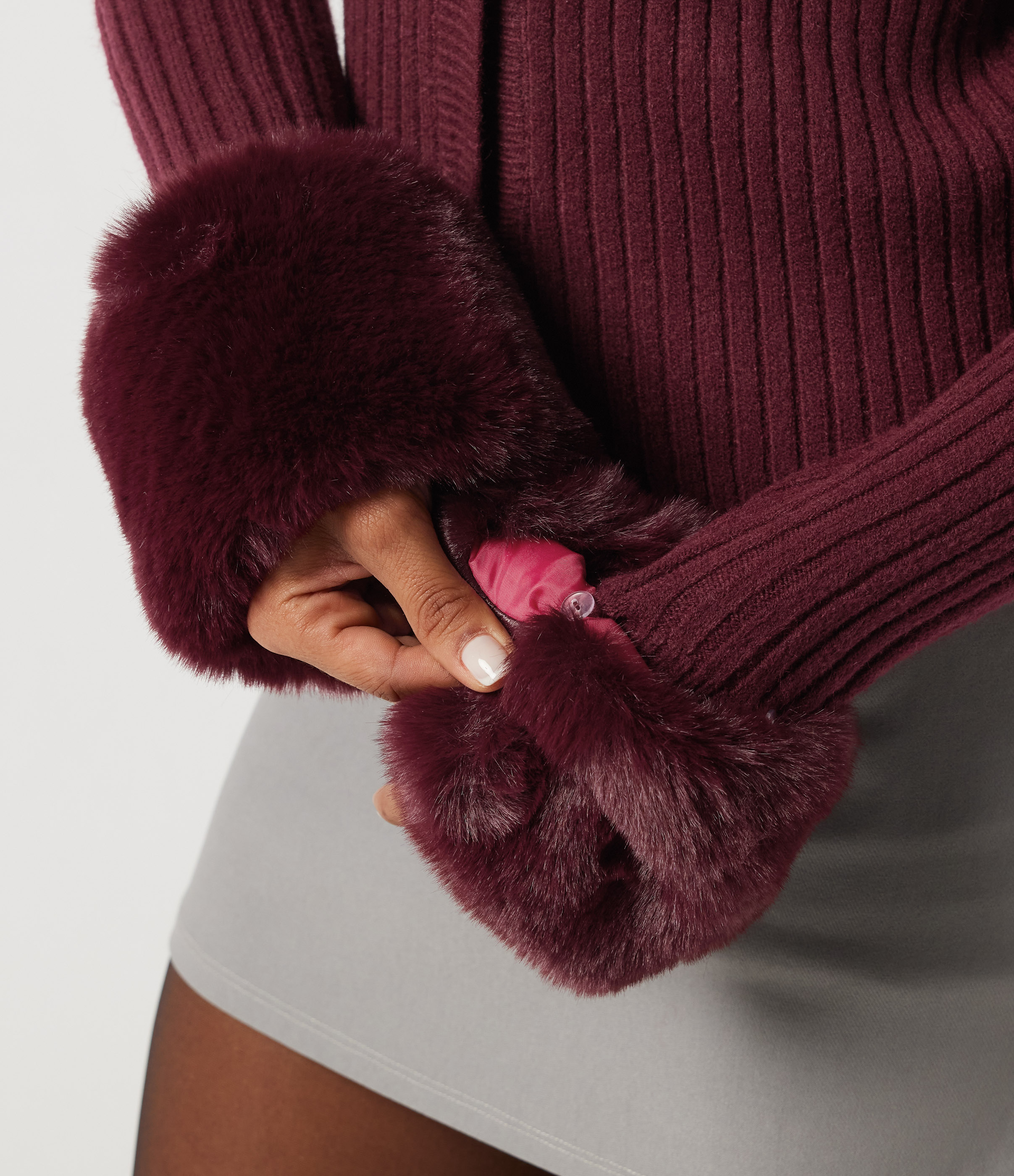 Ribbed Knit Round Neck Long Sleeve Casual Cardigan