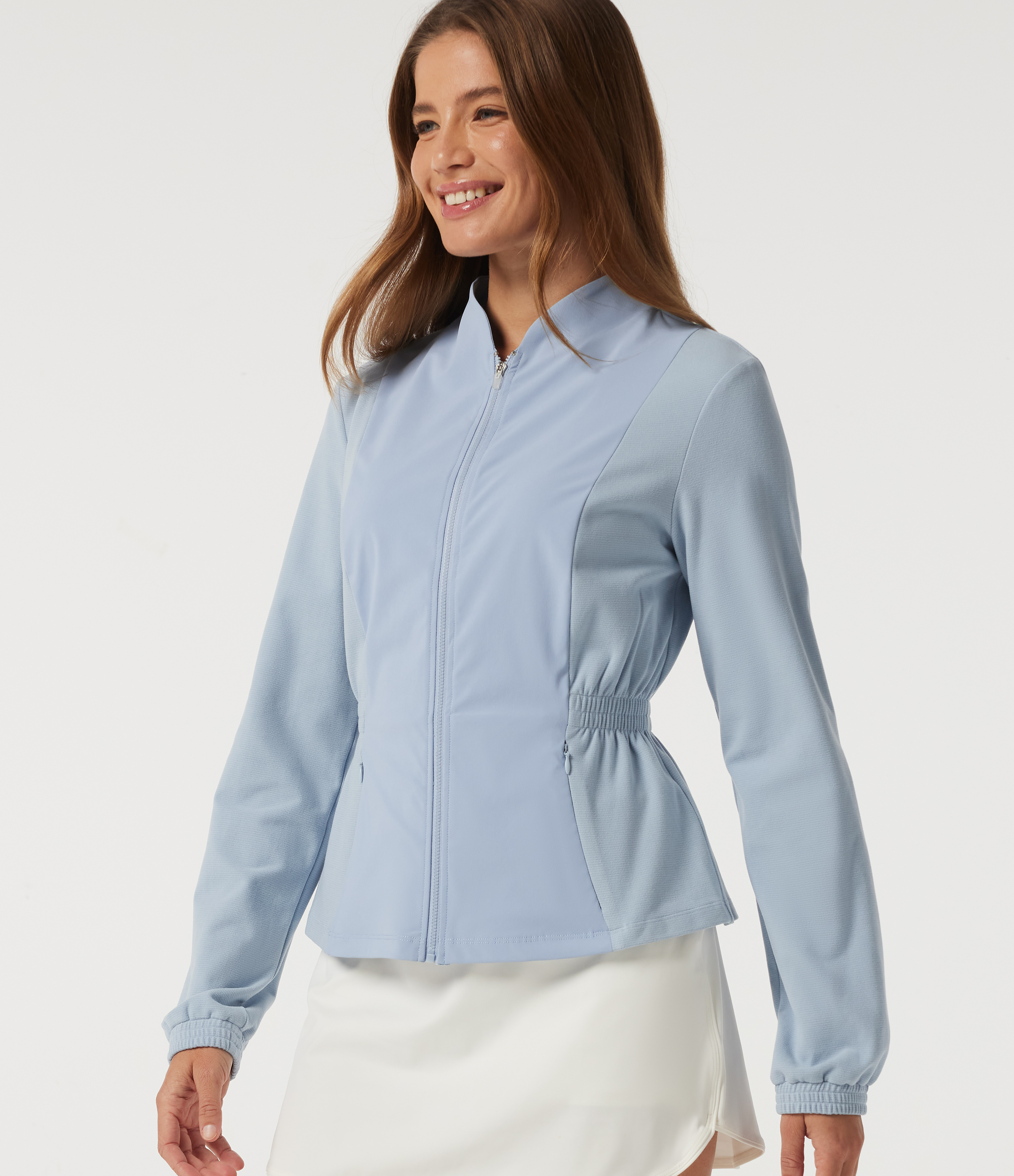 Long Sleeve Ruched Casual Jacket with Pockets