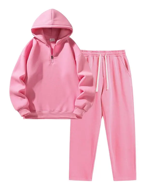 Men's Plain Two-piece Sweatsuit Set