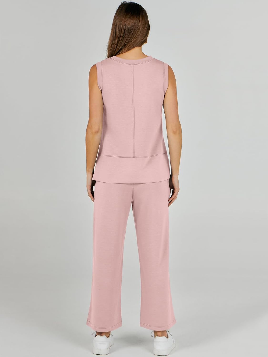 Women's 2 Piece Sets Summer Outfits Sleeveless Wide Leg Tracksuits Casual Sweat Sets Lounge Sweatsuits