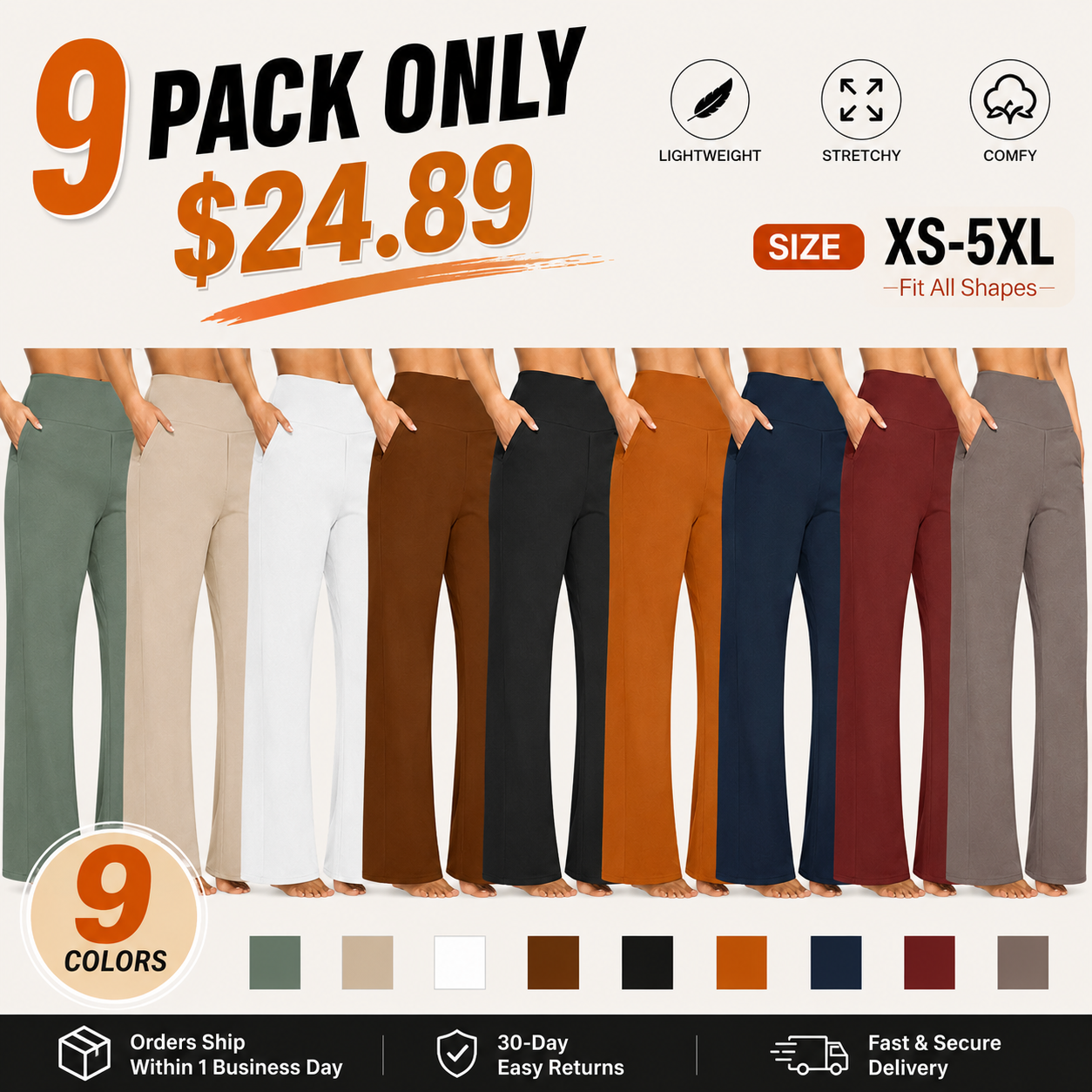 💘 Valentine’s Day Sale 💘Women’s High-Waist Wide Leg Pants – Business Casual Yoga Dress Pants with Pockets