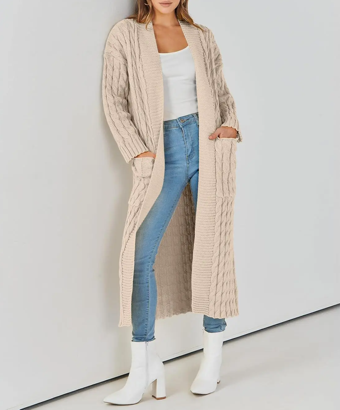 Women's Long Cardigan 2024 Oversized Coat Long Sleeve Open Cardigan Knitted Extra Long Coat Autumn Fashion Jacket Clothes