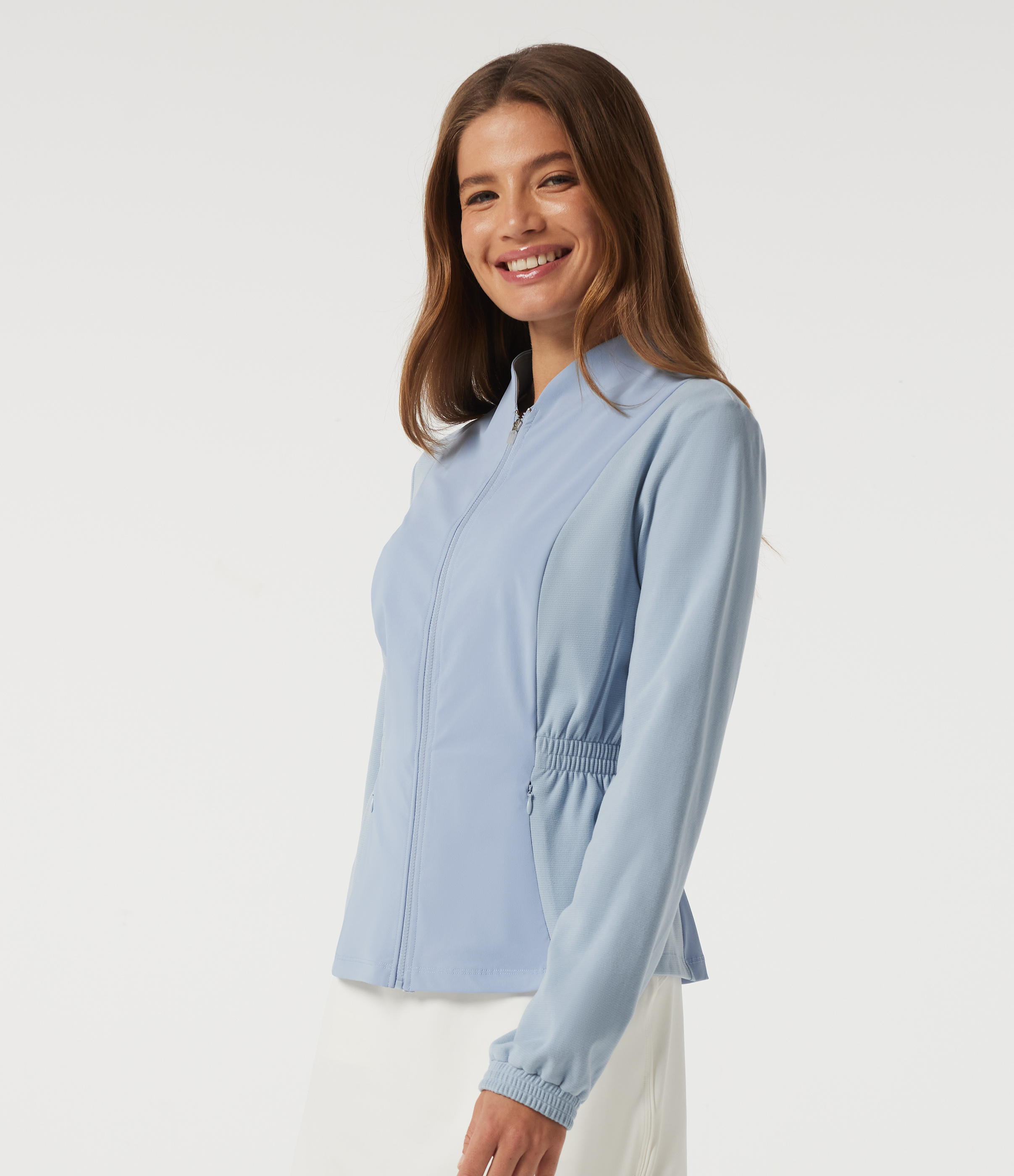 Long Sleeve Ruched Casual Jacket with Pockets