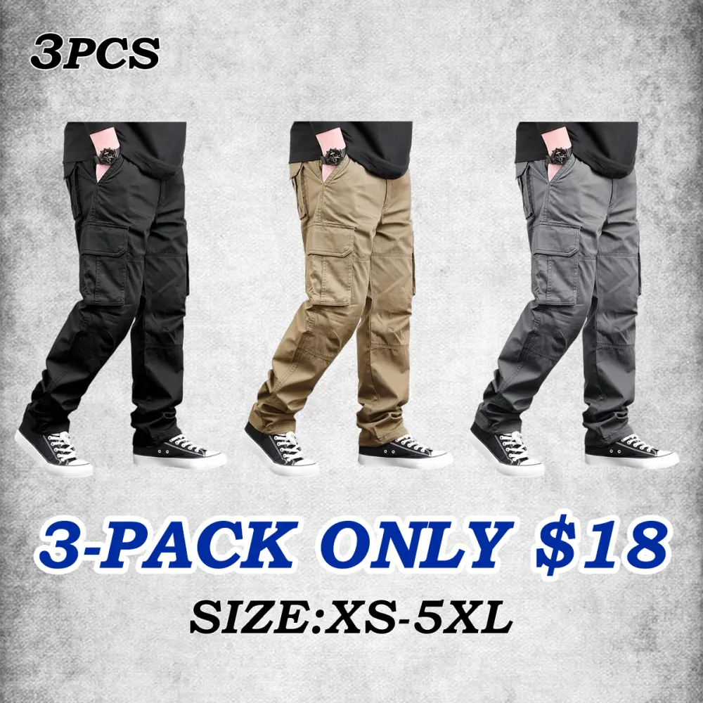 Men's Loose Solid Pocket Cargo Pants