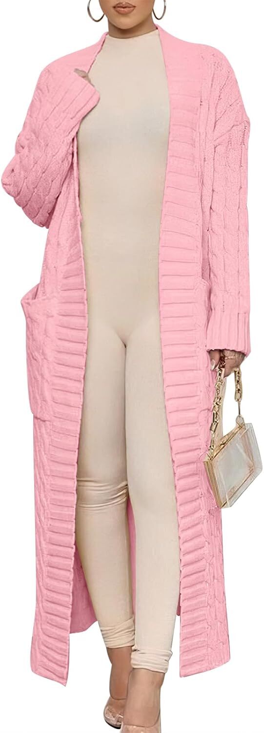 Women's Long Cardigan 2024 Oversized Coat Long Sleeve Open Cardigan Knitted Extra Long Coat Autumn Fashion Jacket Clothes
