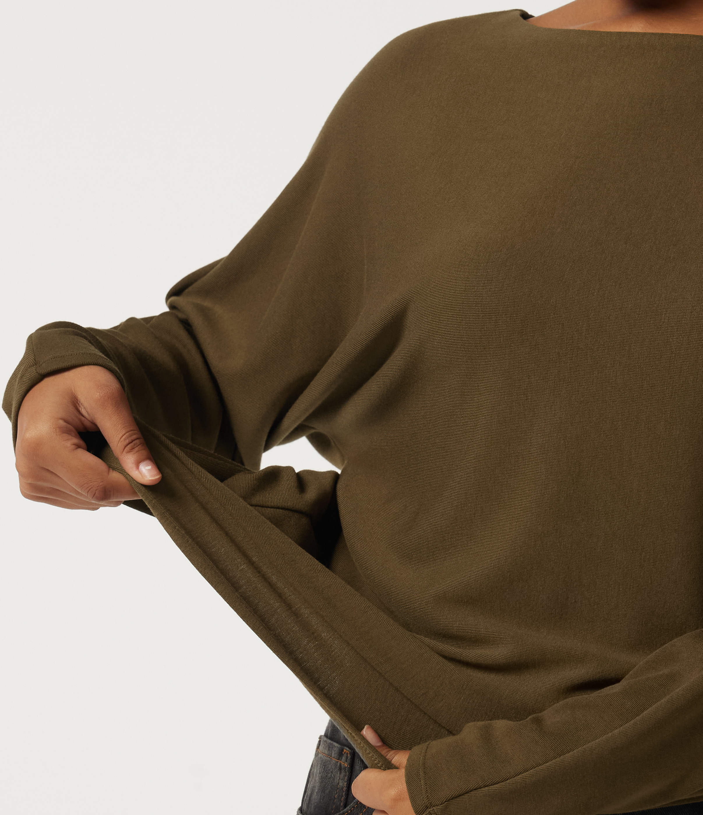 Boat Neck Batwing Long Sleeve Casual Top