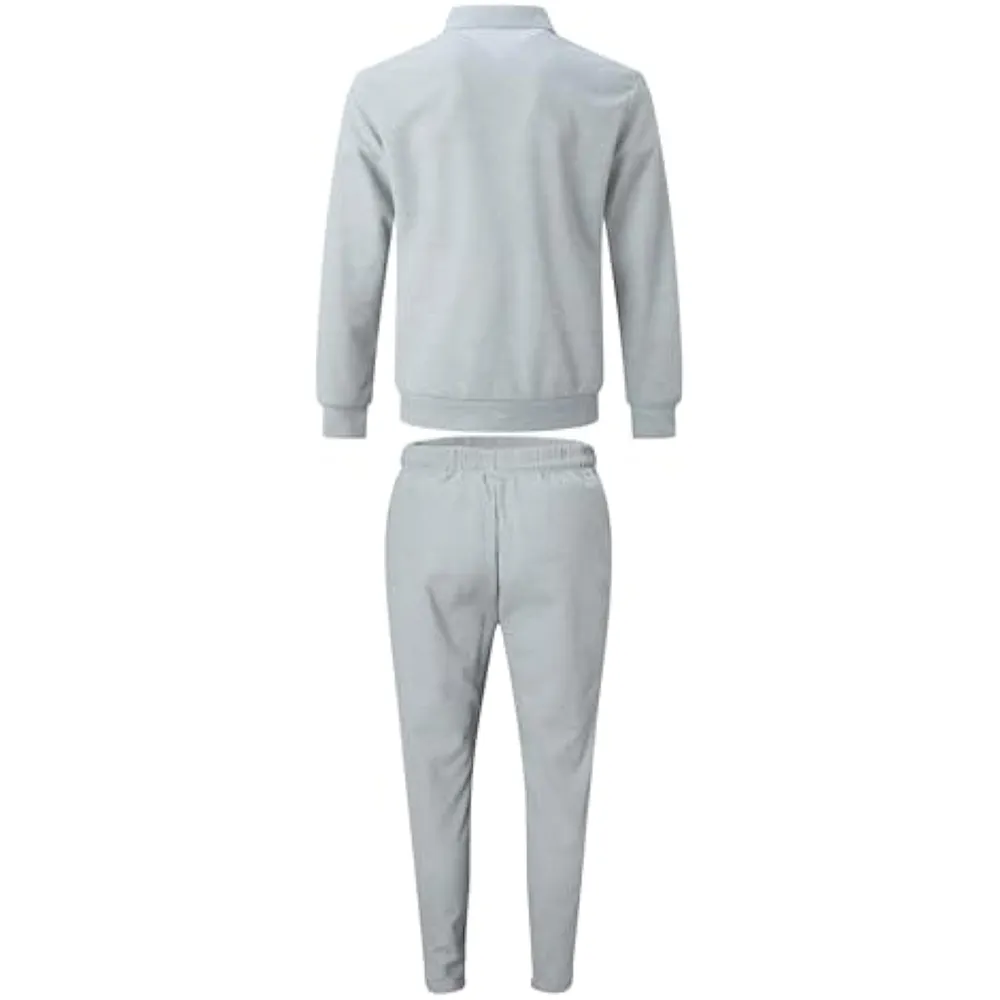 Men’s Zip-Up Tracksuit Set – Sporty 2-Piece Jacket & Pants with Drawstring Waist