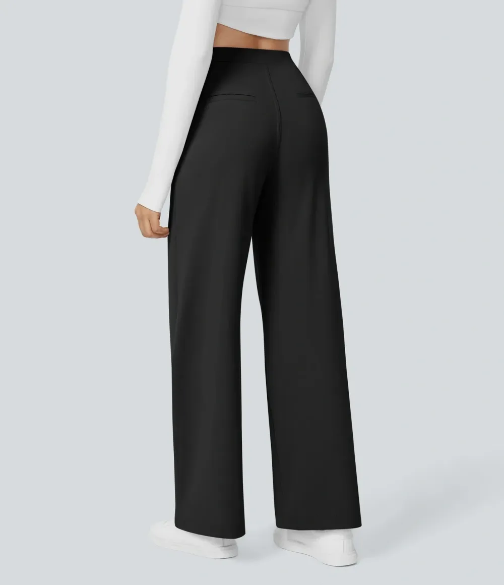 ⚡Summer Sale!High Waisted Side Pocket Straight Leg Work Pants