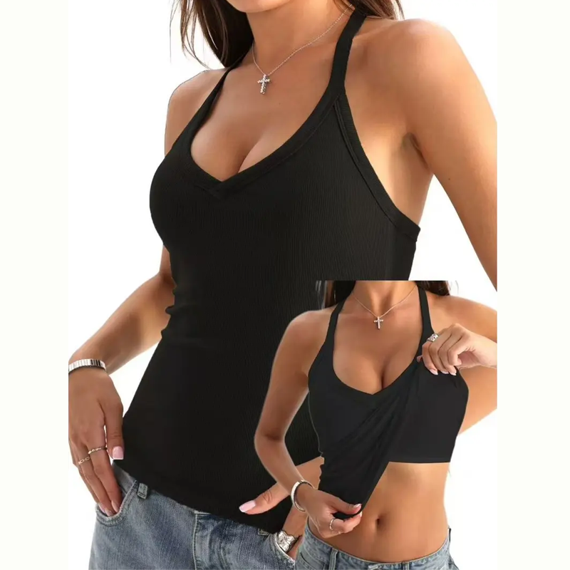 ⚡FINAL SALE⚡ Women’s Built-In Bra Backless Ribbed Tank Top