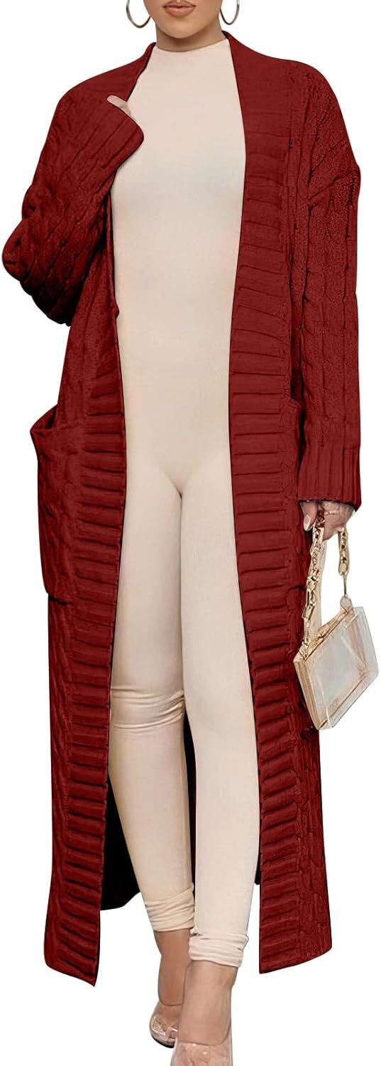 Women's Long Cardigan 2024 Oversized Coat Long Sleeve Open Cardigan Knitted Extra Long Coat Autumn Fashion Jacket Clothes