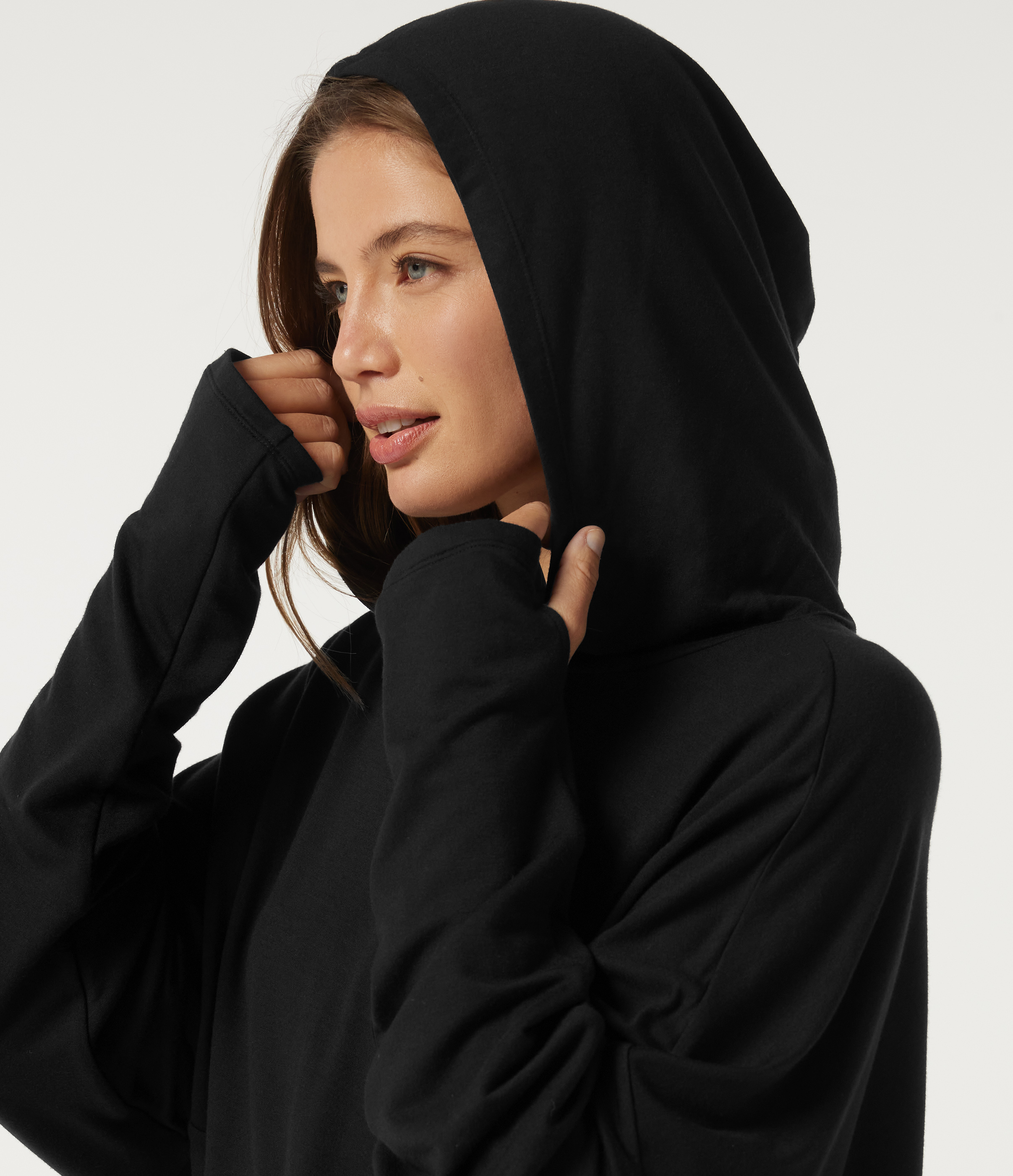 Hooded Long Sleeve Casual Sweatshirt with Thumbholes