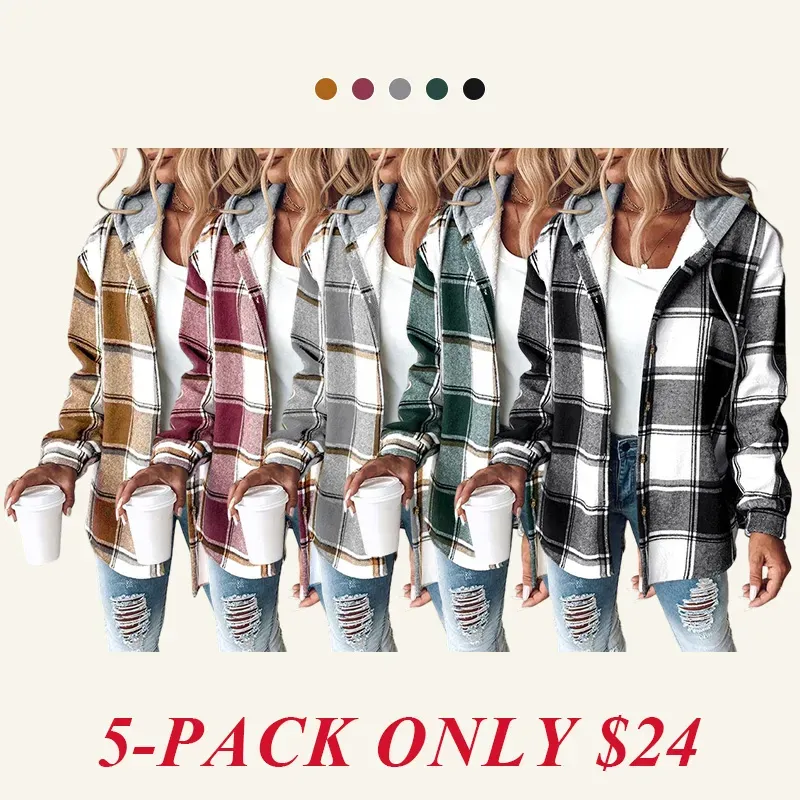 Women's Plaid Fleece Lined Hoodie