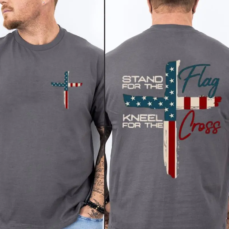 Stand For The Flag Graphic Tees for Cotton Fabric Casual Crew