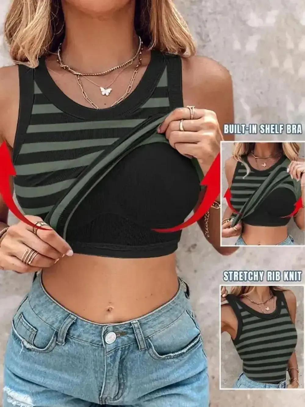 💥Women’s Basic Ribbed Padded Tank Top