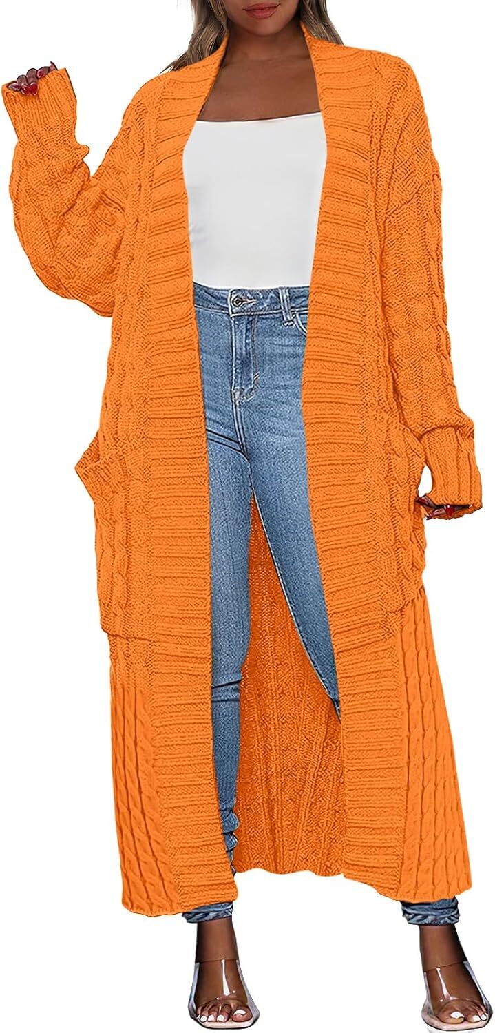 Women's Long Cardigan 2024 Oversized Coat Long Sleeve Open Cardigan Knitted Extra Long Coat Autumn Fashion Jacket Clothes