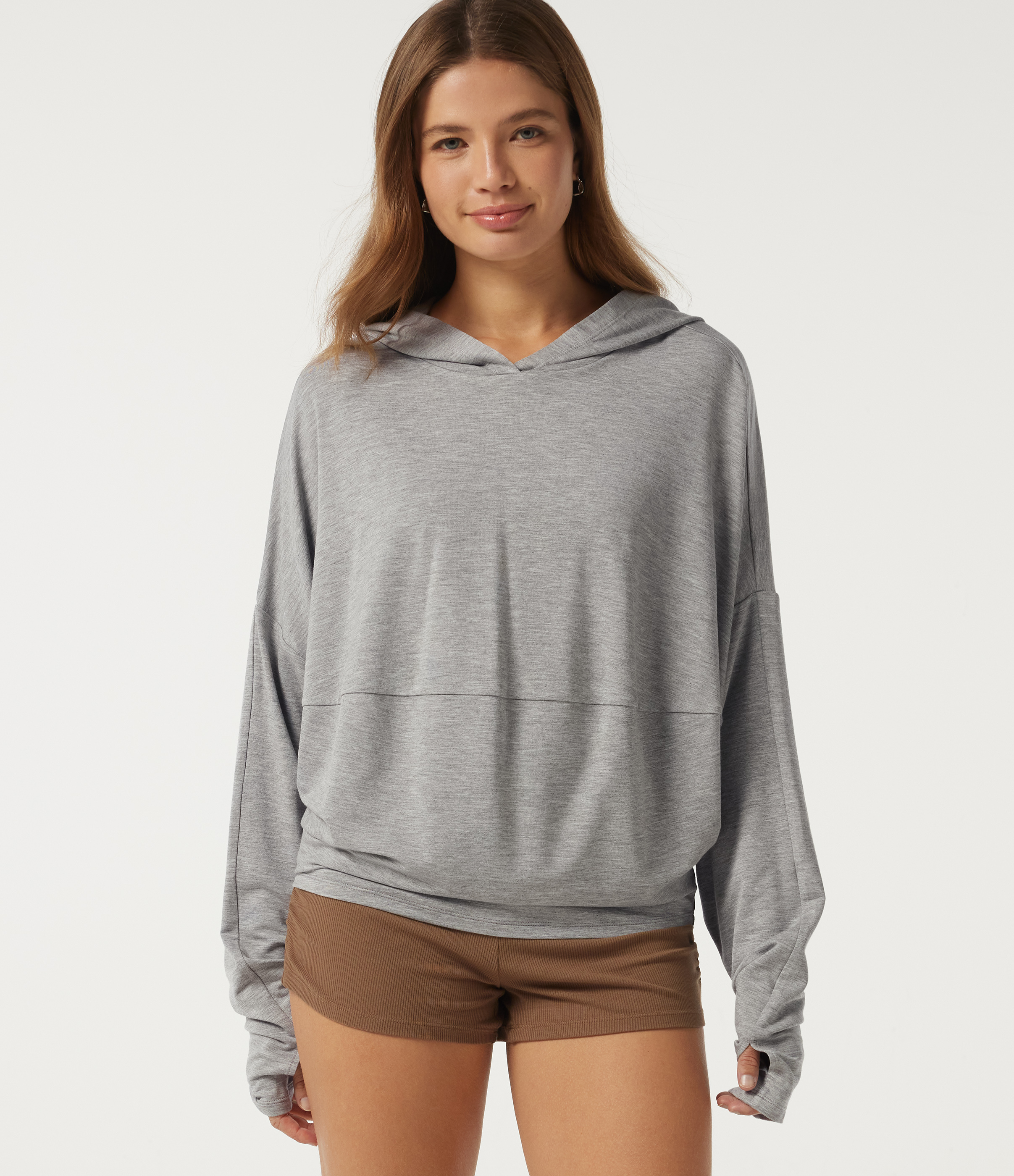 Hooded Long Sleeve Casual Sweatshirt with Thumbholes