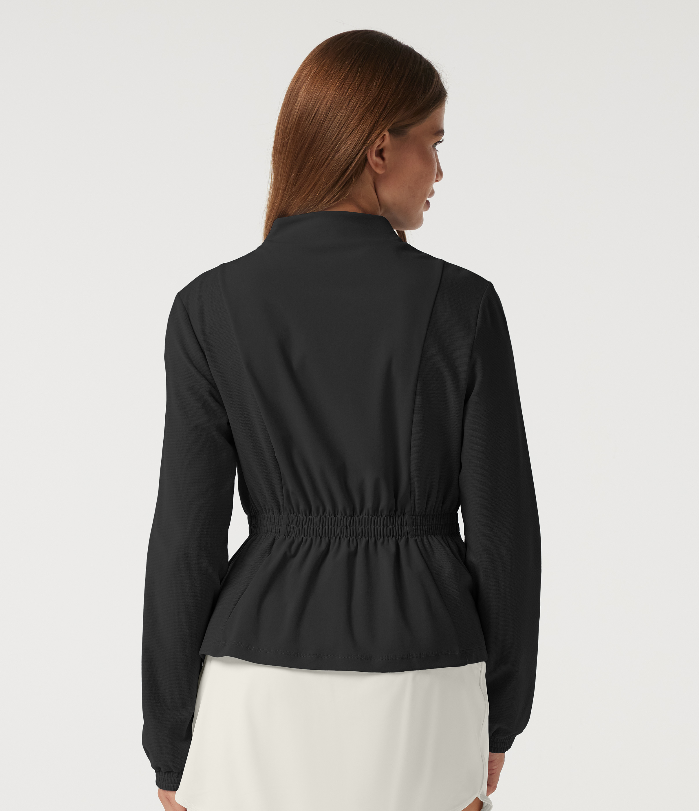 Long Sleeve Ruched Casual Jacket with Pockets