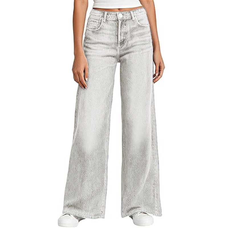 Women's Sweatpant Jeans Print Denim Sweatpants High Waisted Full-Length Wide Leg Pants Baggy Comfort Faux Jeans