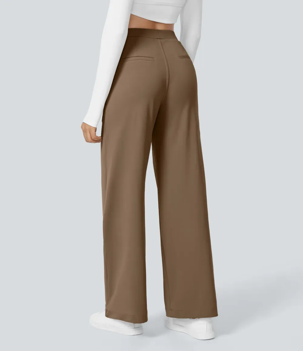 ⚡Summer Sale!High Waisted Side Pocket Straight Leg Work Pants