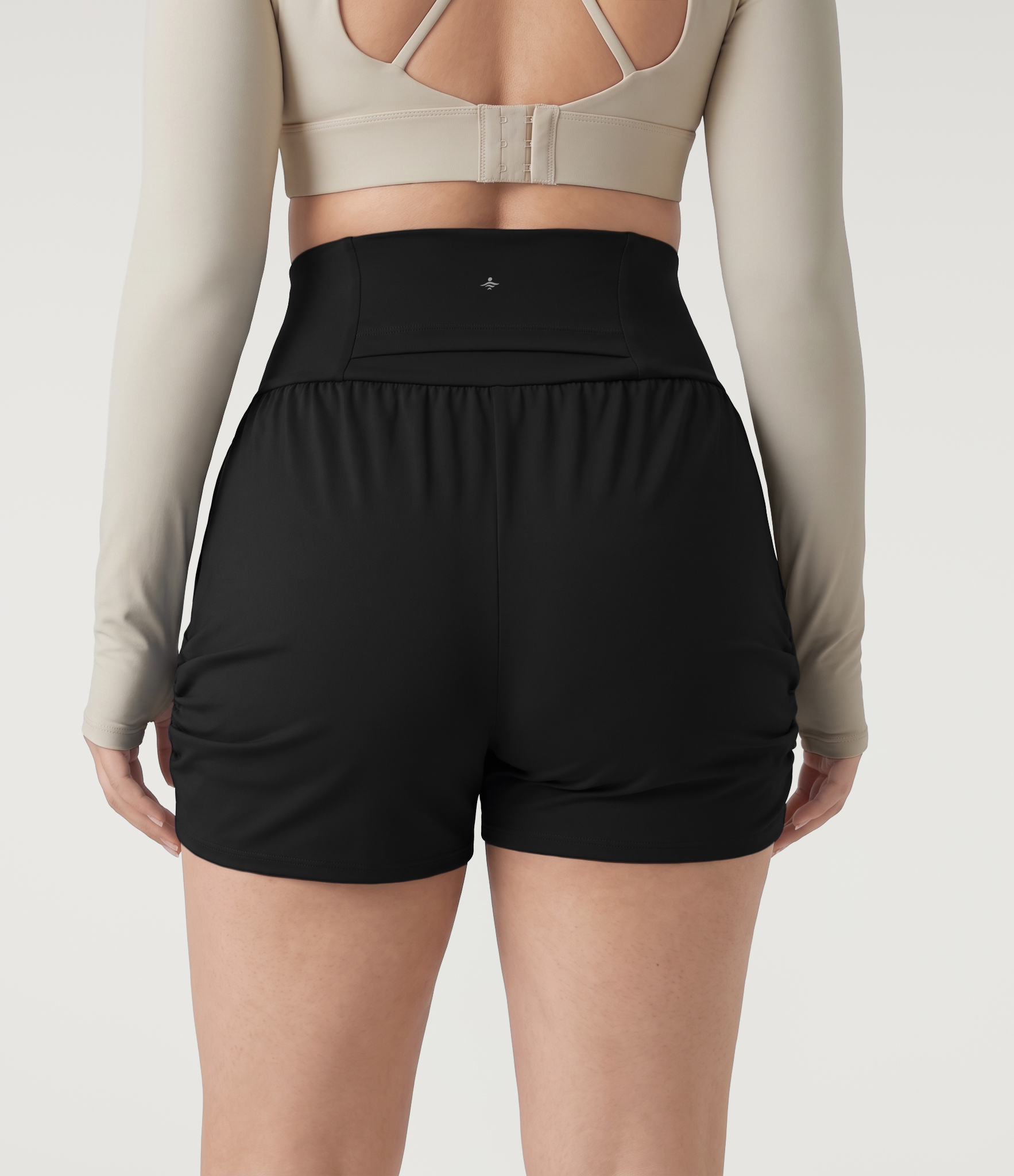 Plus Size SoftlyZero™ Airy High Waisted Ruched InstantCool Yoga Shorts 3'' with Pockets
