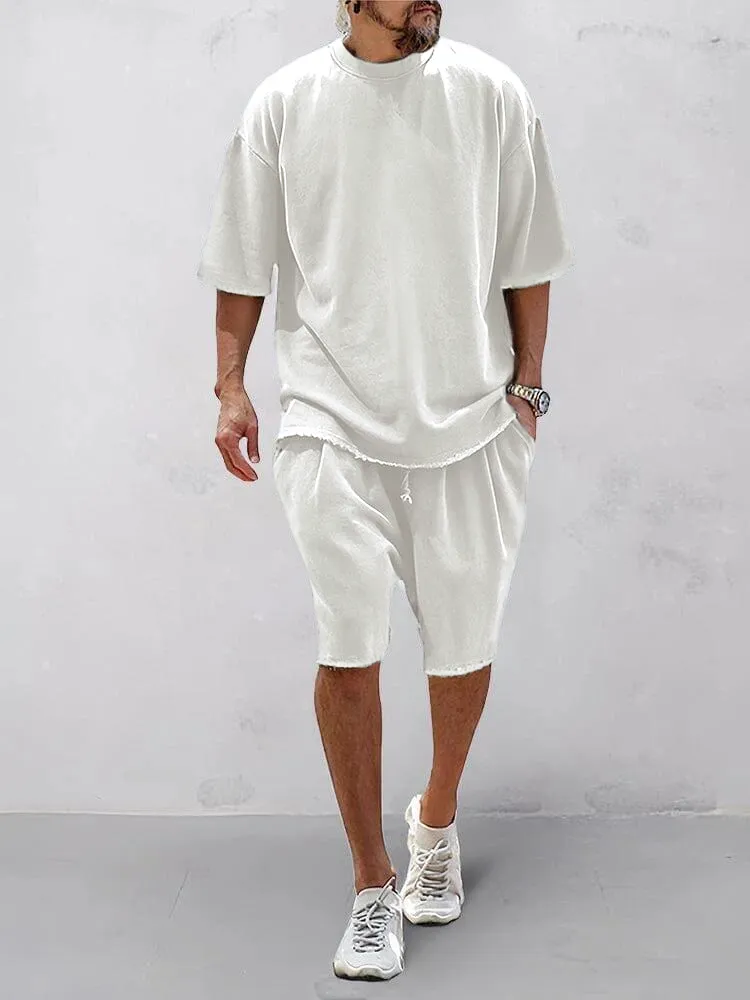 Men's Casual Loose Fit Solid Sports Sets