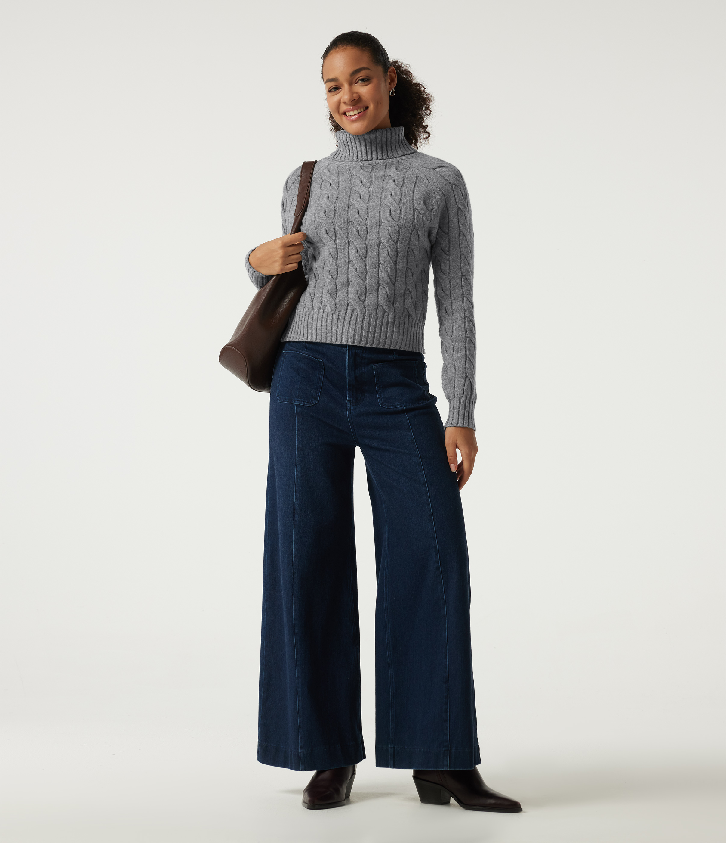 Lapel Raglan Long Sleeve Work Sweater