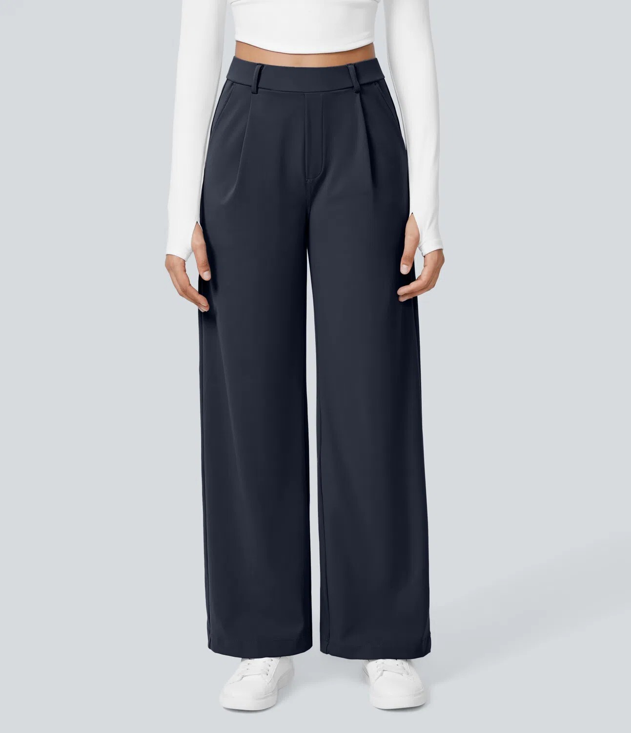⏰Big Spring Sale!High Waisted Side Pocket Straight Leg Work Pants