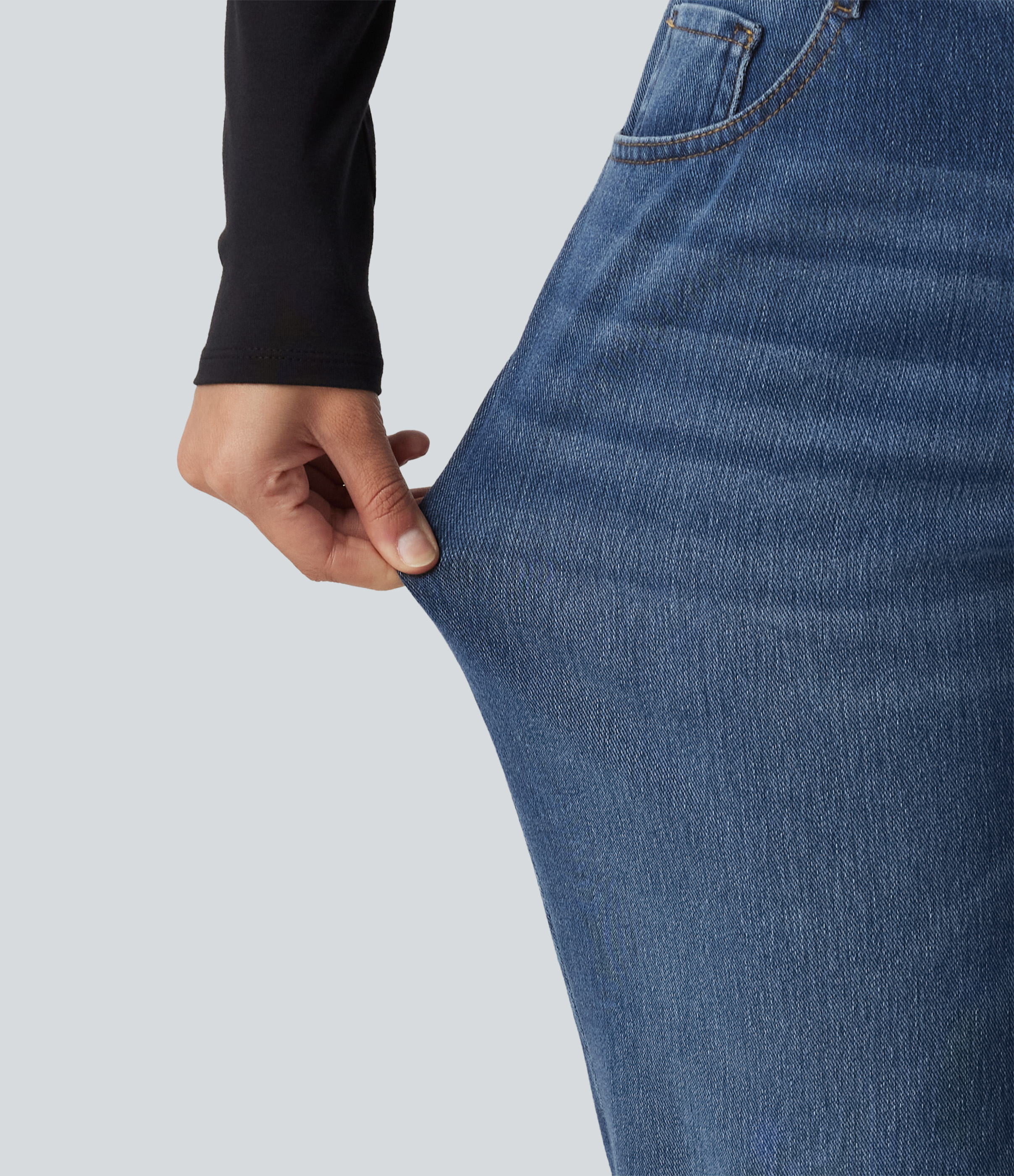 Halara Flex™ Mid Rise Straight Leg Casual Cotton Jeans with Pockets
